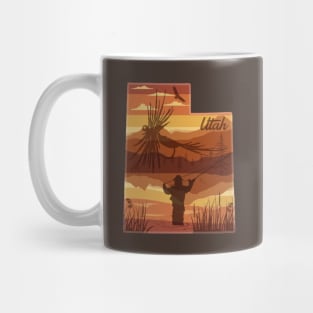 Utah Mountain Fly Fishing State Map Art Mug